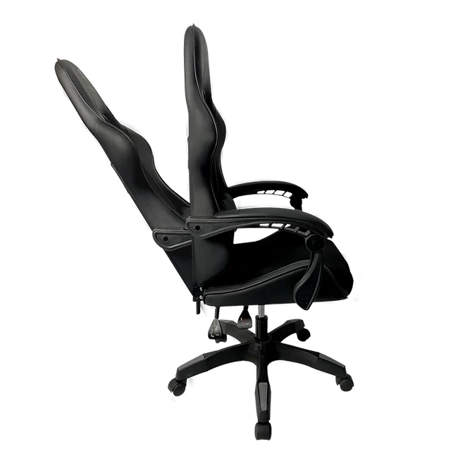 Silla Ergonómica para Gamer Power Rush V2 Chica, Tela y Piel, Reclinable, Base de Metal, Soporta 120 kg, Color Negro – BR-934534