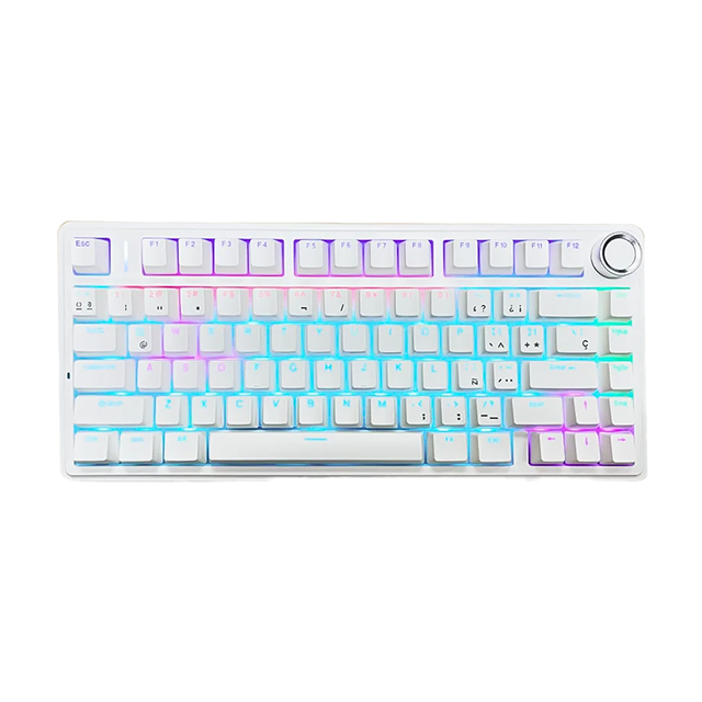 Teclado Mecánico Gamer AULA F75 Blanco, 75%, Blue Switch, Alámbrico USB-C, Gasket Mount, RGB – 8500-0009