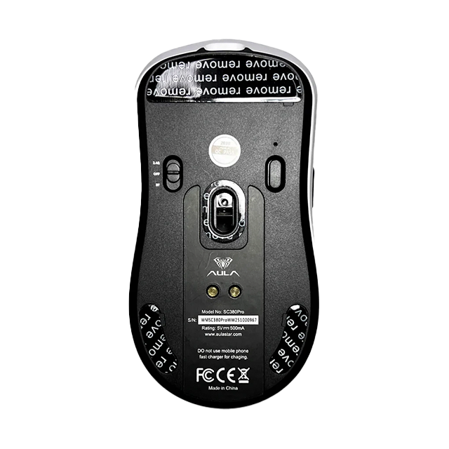 Mouse Gamer Inalámbrico AULA SC380 Pro Black, 12,000 DPI, PAW3311, 1000 Hz, Tri-Mode, Base de Carga, 55 g – 8500-0125