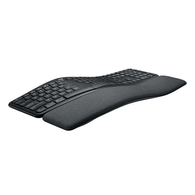 Teclado Ergonómico Inalámbrico Logitech ERGO K860, Diseño Curvo y Partido, Reposamanos Acolchado, Color Grafito, Español - 920-009845
