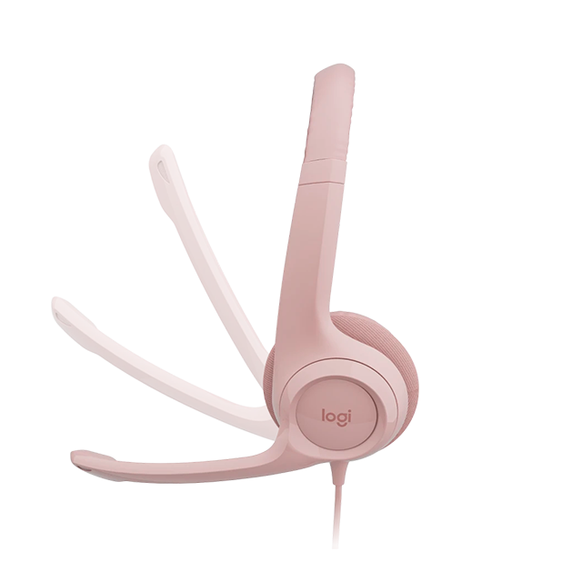 Audífonos Logitech H390, Conexión USB, Micrófono con Cancelación de Ruido, Controles en Cable, Sonido Digital Estéreo, Diadema Ajustable, Color Rose - 981-001280