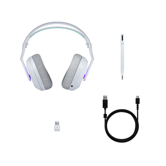 Diadema Gaming Logitech G522 LIGHTSPEED, RGB, Inalámbricos, Recargables, Sonido Surround, Micrófono Abatible, Color Blanco - 981-001549