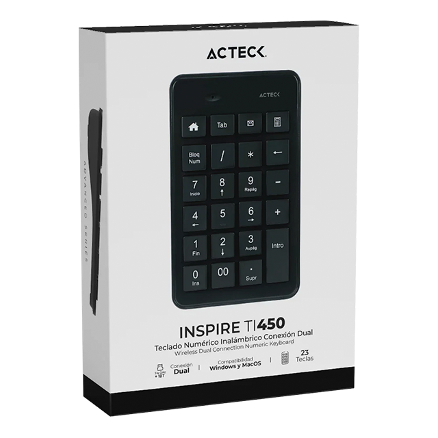 Teclado Numérico Acteck Inspire Pad TN450, Inalámbrico, Bluetooth - AC-934176     