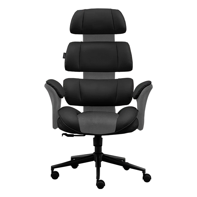 Silla de Oficina Luxor Ultra EC870, Piel PU Premium, Pistón Clase 3, Reclinable 135°, Negro/Gris – AC-943420