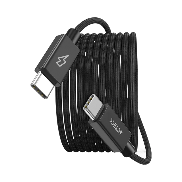 Cable USB-C a USB-C Acteck Lynx Ultra CC900-2, Thunderbolt 5, 80 Gbps, 240 W, 16K 60 Hz, 4K 240 Hz, 2 m, Titanio – AC-945097