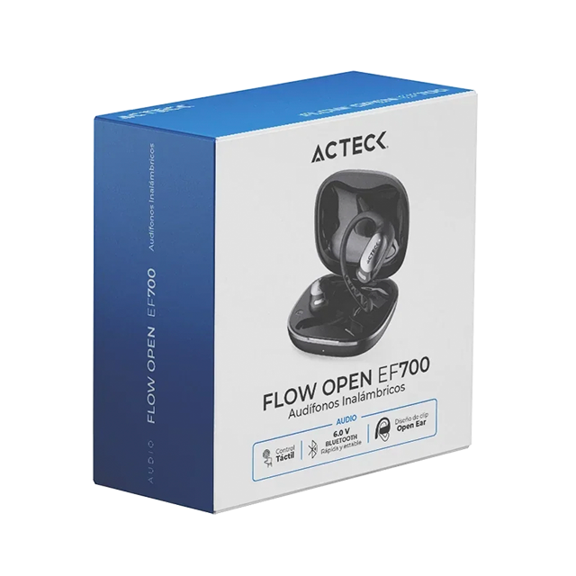 Audífonos Inalámbricos Acteck Flow Open EF700, Bluetooth 6.0, TWS, Estéreo 2.0, hasta 26 h con Estuche, Android/iOS – AC-945929