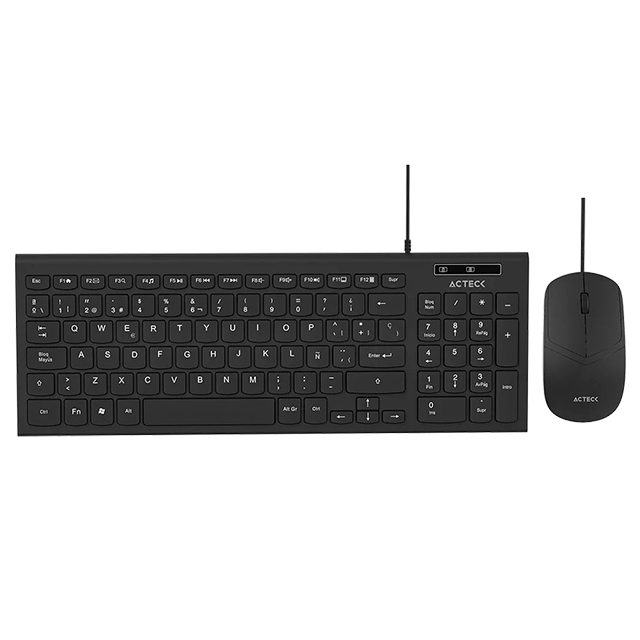 Kit Teclado y Mouse Acteck Creator Compact MK235, Alámbrico USB-A, Teclado 80% de 96 Teclas, Mouse Óptico 1200 DPI, Negro – AC-945936