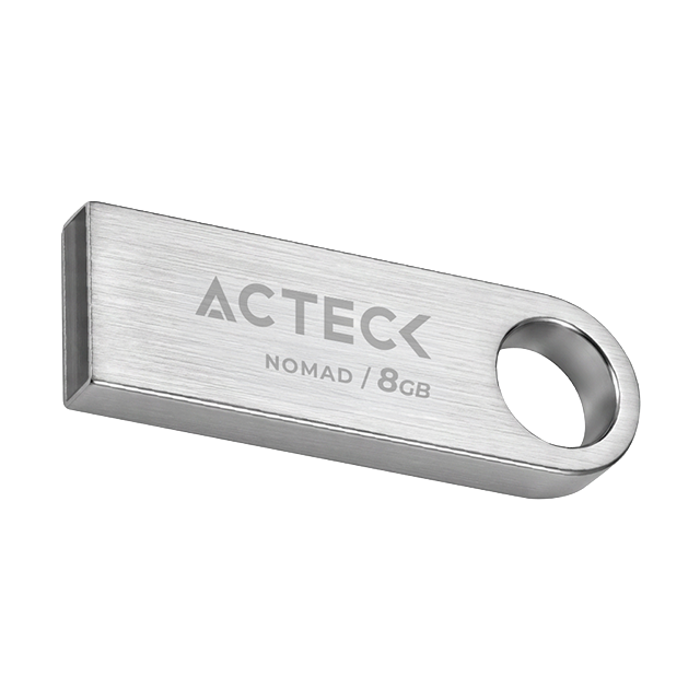 Memoria USB Acteck Nomad Metal MUF-8000, 8GB, USB 2.0, lectura 25 MB/s, escritura 5 MB/s, metálica plata – AC-946193
