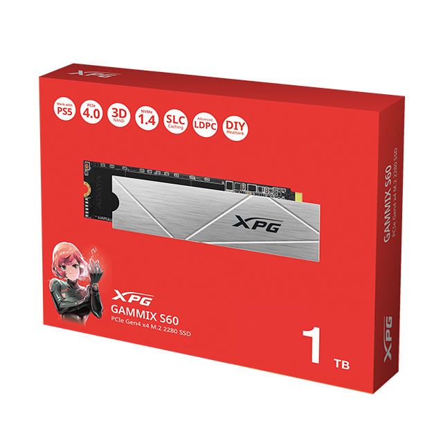 Unidad de Estado Solido SSD XPG Gammix S60, 1TB, NVMe M.2, PCIe 4.0, 5000 MB/s lectura, 4200 MB/s escritura – AGAMMIXS60-1T-CS 