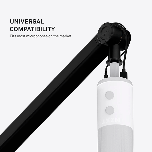 Brazo para micrófono NZXT Boom Arm, articulado con gestión de cables oculta, hasta 1.2 kg, abrazadera de escritorio – AP-BOOMA-B1