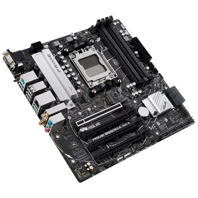 Tarjeta Madre ASUS PRIME B650M-A AX II-CSM, Micro-ATX, Socket AM5, DDR5 6400MHz (OC), PCIe 5.0, Wi-Fi 6, HDMI/DP/VGA, USB 3.2 Gen 2, Aura Sync