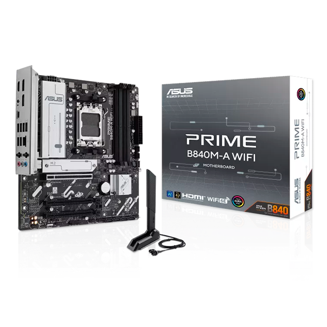 Tarjeta Madre ASUS PRIME B840M-A WiFi, AMD AM5, DDR5, PCIe 4.0, Micro-ATX