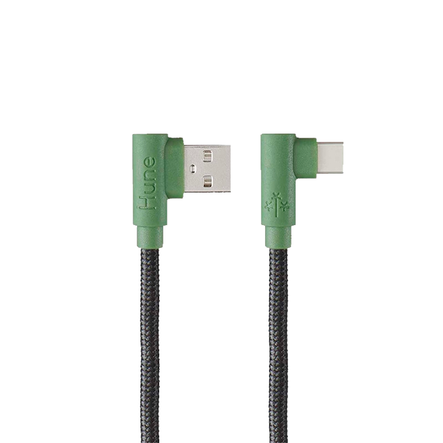 Cable USB-A a USB-C Hune Hiedra Sustentable, Trenzado, Carga Rápida y Datos, Conector 90°, 1.2 m, Verde Bosque – AT-ACC-CA-317BOS