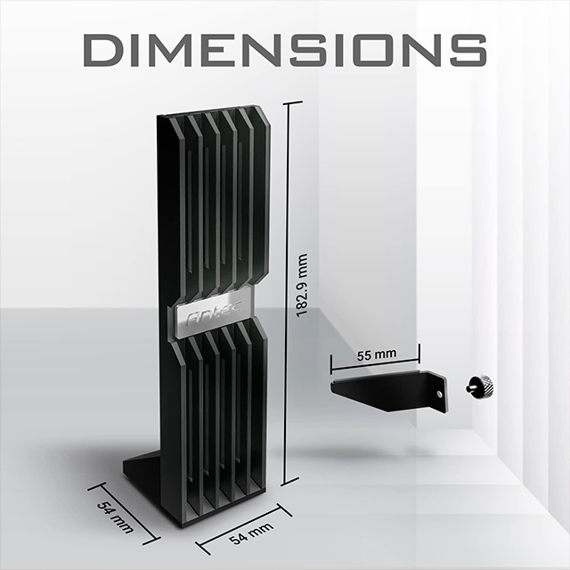 Soporte para Tarjeta de Video ANTEC HOLDER ARGB VERTICAL, Ajuste Vertical, Estructura Metálica, Iluminación ARGB Direccionable, Compatibilidad Universal - AT-GPUH-ARGB-BK