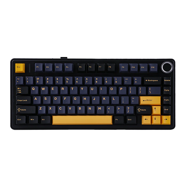 Teclado mecánico Aula F75 inalámbrico, 70%, triple conexión, Reaper switch, gasket 7 niveles, RGB, negro/amarillo – 8500-0014