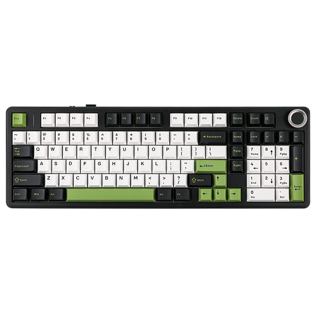 Teclado mecánico Aula F99 alámbrico, 90%, español, red switch, pads absorbentes, RGB, blanco/negro/verde – 8500-0007