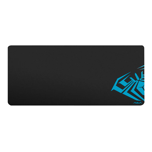 Mousepad Aula MP-XL, 900 × 400 × 3 mm, superficie textil, bordes cocidos, negro/azul – MP-XL