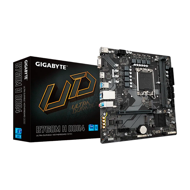 Tarjeta Madre Gigabyte B760M H DDR4, LGA1700, DDR4, Micro-ATX, PCIe 4.0, M.2 NVMe - B760M H DDR4