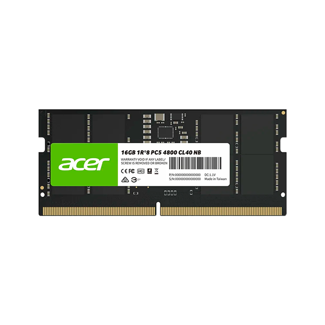 Memoria RAM DDR5 SO-DIMM Acer SD200 16 GB, 4800 MHz CL40, 1.1 V – BL.9BWWA.412