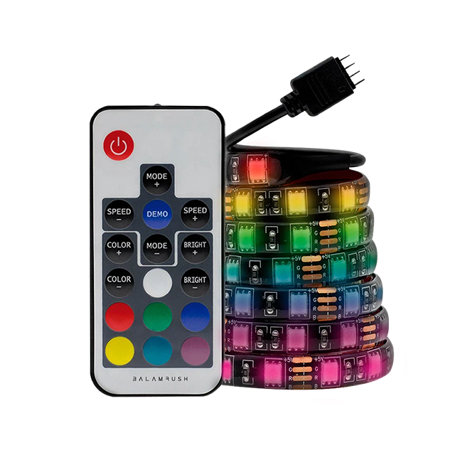 Tira de Luz para Setup Gamer Spectra LS340 RGB, 80 cm, 328 Modos de Iluminación, Control Remoto Incluido, Color Negro - BR-931564