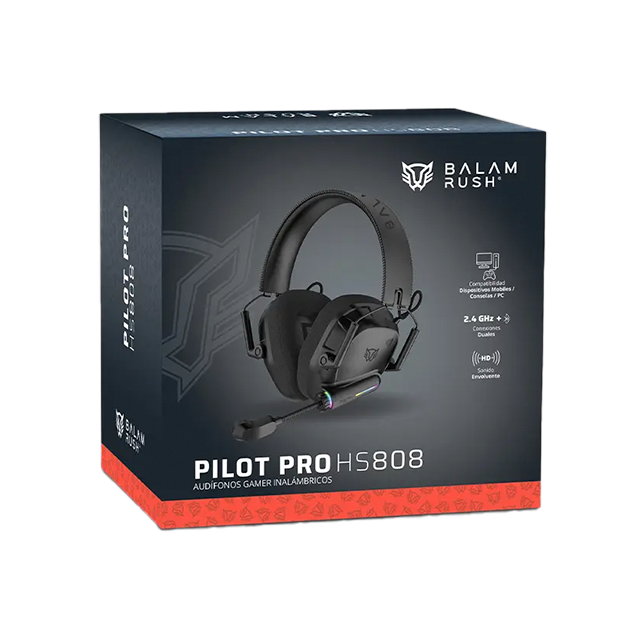 Audífonos Gamer BalamRush Pilot Pro HS808, Inalámbricos, Negro - BR-938587