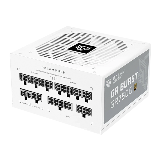 Fuente de Poder Balam Rush GR Burst GR750G Legend Series, 750W, 80 Plus Gold, ATX, Full Modular, Blanco – BR-940337