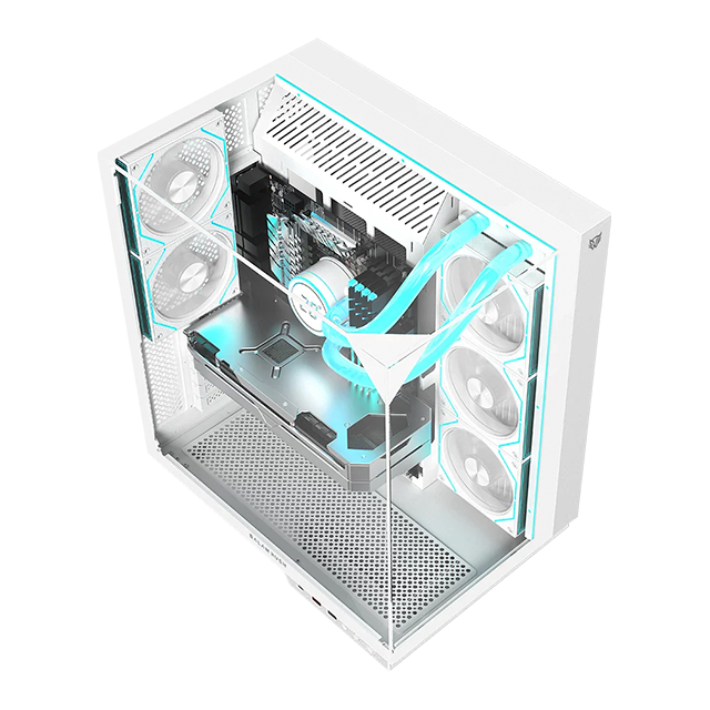 Gabinete Gamer Media Torre Tank Majestic 7600, ATX, Cristal Templado, USB-C, Blanco – BR-941501