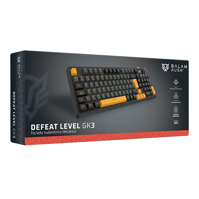 Teclado Gamer Mecánico Inalámbrico Defeat Level GK3, 90%, Bluetooth 5.1, 2.4GHz, Gasket, RGB, pantalla y perilla, Legend Negro – BR-942492