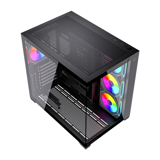 Gabinete Gamer Media Torre Tank Core Ultra GM925, ATX, Full Cristal, ARGB, USB-C, Negro – BR-943833