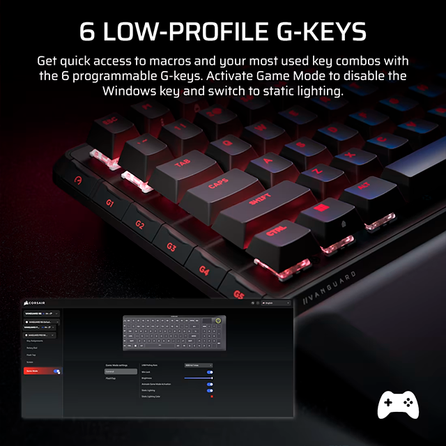 Teclado Mecánico Corsair Vanguard Pro 96, Switches Magnéticos Hall Effect, USB, Formato 96% – CH-91E911G-NA