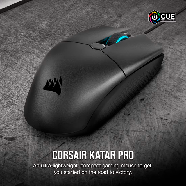 Mouse Óptico Corsair KATAR PRO, 12,400 DPI, USB, Diseño Ligero – CH-930C011-NA