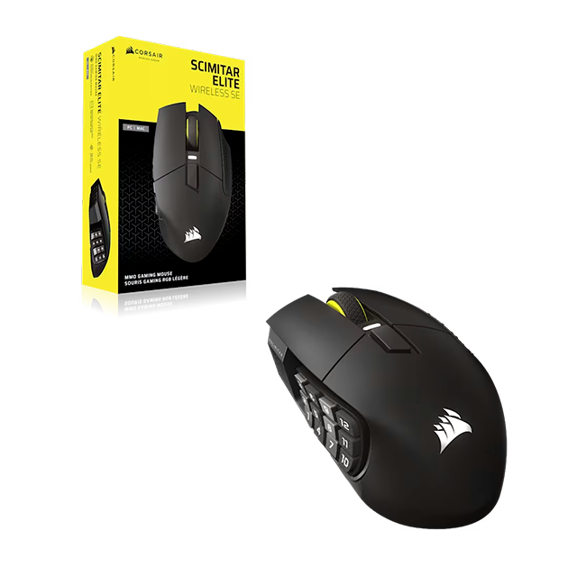 Mouse Óptico Corsair Scimitar Elite Wireless, Inalámbrico, Sensor 26,000 DPI, Panel Lateral 12 Botones, Gris Metálico – CH-9314014-WW