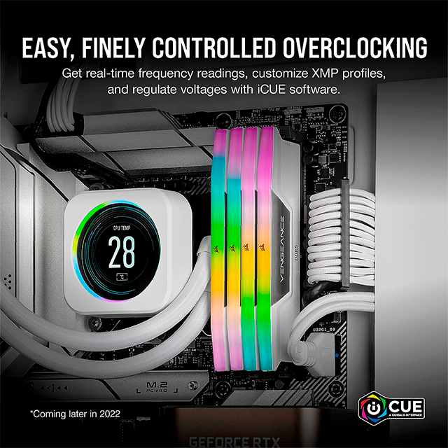 Memoria RAM Corsair Vengeance RGB 32 GB (2×16 GB), DDR5, 5200 MHz CL40 Blanca – CMH32GX5M2B5200C40W