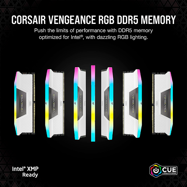 Memoria RAM Corsair Vengeance RGB 32 GB (2×16 GB), DDR5, 5200 MHz CL40 Blanca – CMH32GX5M2B5200C40W