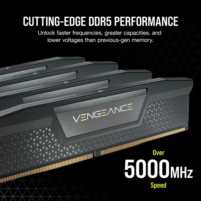 Memoria RAM Corsair Vengeance 32 GB (2×16 GB), DDR5, 5200 MHz CL40 Negra – CMK32GX5M2B5200C40