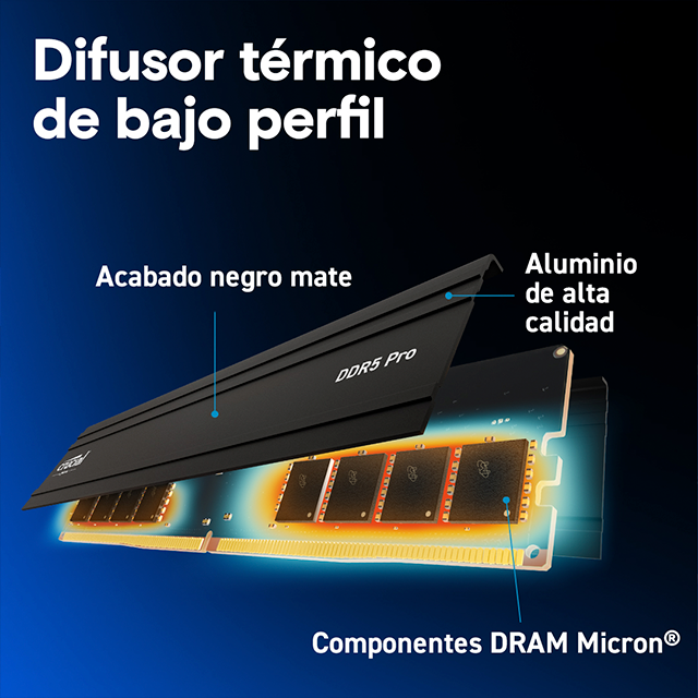 Memoria RAM Crucial Pro 96GB (2×48GB), DDR5 5600 MHz, UDIMM, CL46 – CP2K48G56C46U5