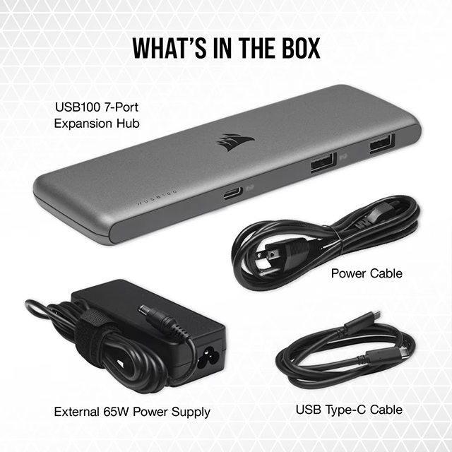 Hub Corsair USB-C de 7 Puertos, Expansión de Conectividad, Versión NA – CU-9000003-NA