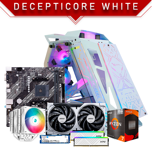 PC Gamer Decepticore White | AMD Ryzen 7 5700G | Nvidia RTX 5060 8GB | RAM 16GB DDR4 3200Mhz | 1TB M.2 | 4 Ventiladores RGB