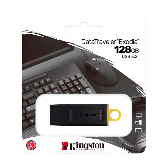Memoria USB Kingston DataTraveler Exodia, 128GB, USB 3.2 Gen 1, color negro – DTX/128GB