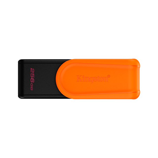 Memoria USB Kingston DataTraveler Exodia S 256 GB, USB 3.2 Gen 1, Tapa Giratoria, Negro/Naranja – DTXS/256GB