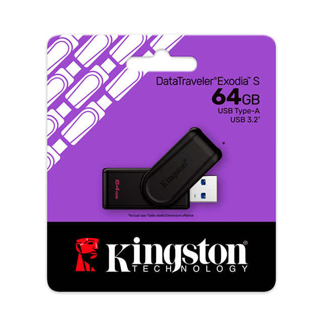 Memoria USB Kingston DataTraveler Exodia S, 64GB, USB 3.2 Gen 1, Tapa Giratoria – DTXS/64GB