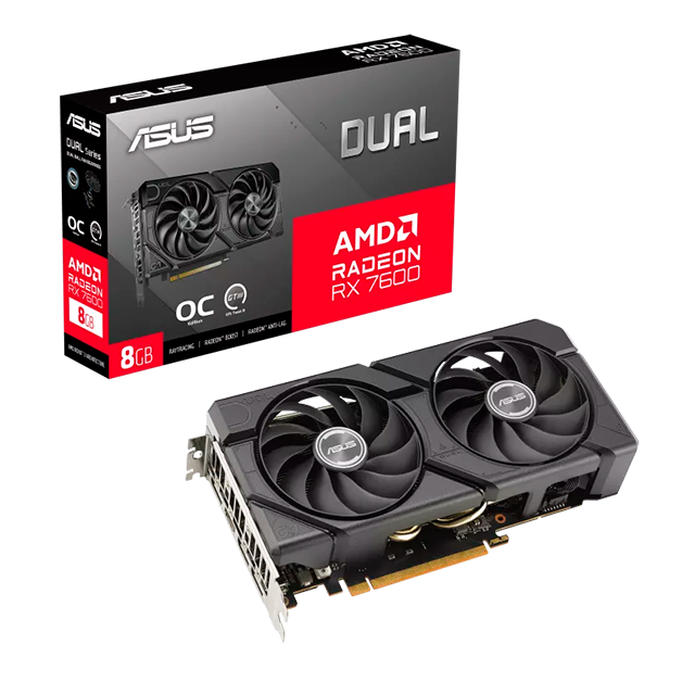 Tarjeta de Video ASUS AMD RX 7600 EVO OC, 8GB 128-bit GDDR6, PCI Express 4.0 - DUAL-RX7600-O8G-EVO