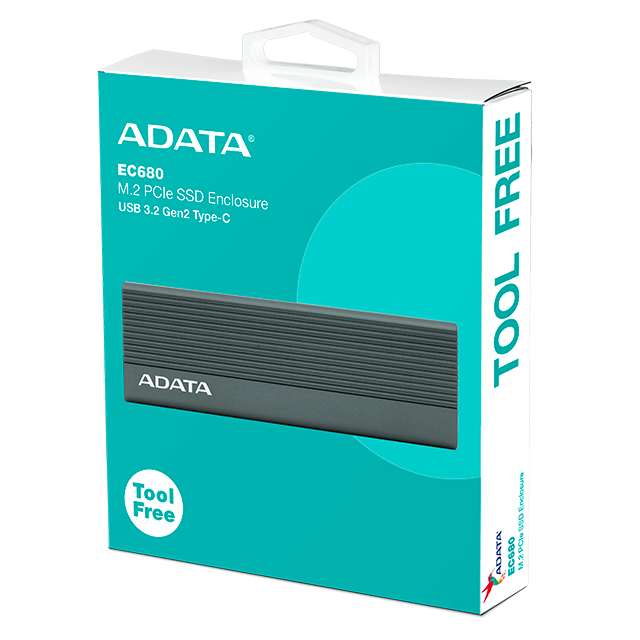 Enclosure Gabinete Externo Adata EC680, para SSD & HDD 2.5", USB 3.2 Gen1, Color Gris - EC680-CCGY