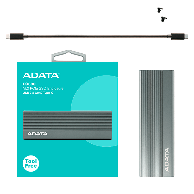 Enclosure Gabinete Externo Adata EC680, para SSD & HDD 2.5", USB 3.2 Gen1, Color Gris - EC680-CCGY