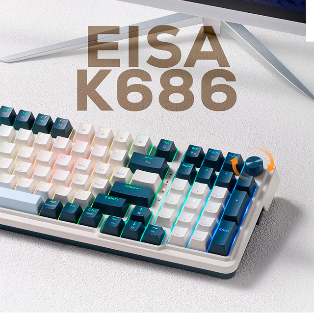 Teclado Gamer Mecánico Redragon Eisa Pro K686, 96%, Switches Redragon Red, Distribución Español, Alámbrico y Bluetooth, Iluminación RGB Personalizable - K686-ES