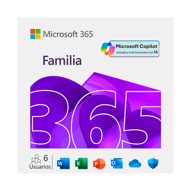 Microsoft 365 Familia, 6 Usuarios, Suscripción 12 Meses, Hasta 5 Dispositivos por Usuario, Licencia Digital ESD – EP2-32295