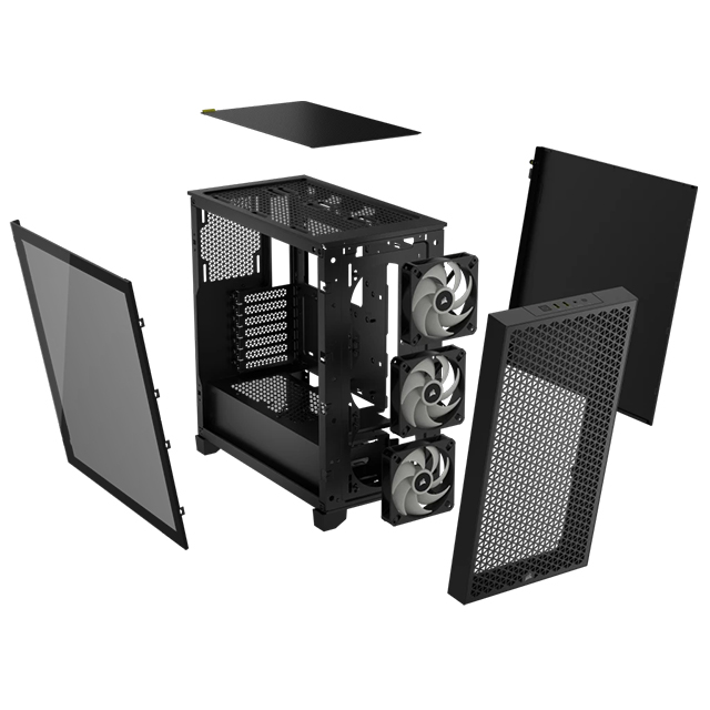 Gabinete Corsair 3000D Airflow RGB | iCUE | Negro | RGB | Cristal Templado | 3 Ventiladores AR120 RGB | ATX - CC-9011255-WW