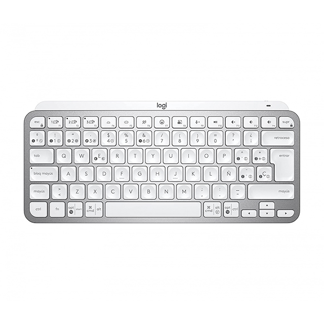 Teclado Logitech MX Keys Mini, Español, Inalámbrico, Gris Palido - 920-010477