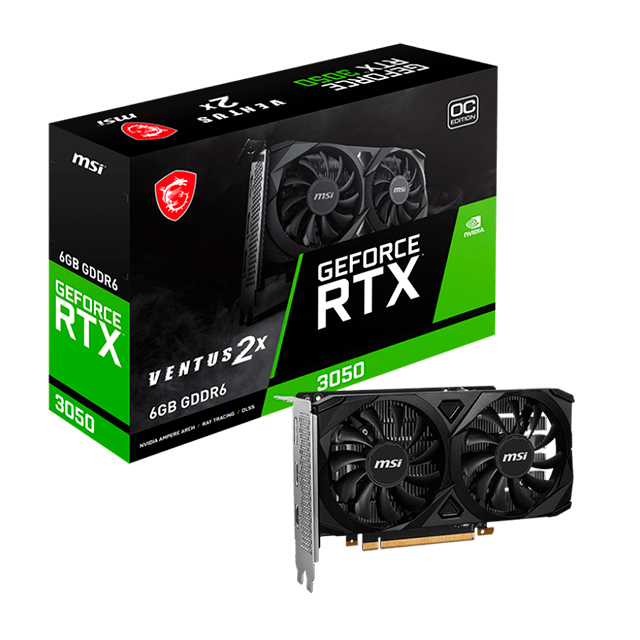Tarjeta de Video MSI GeForce RTX 3050 Ventus 2X 6G OC, 6GB GDDR6, PCIe 4.0, Dual Fan – 912-V812-076
