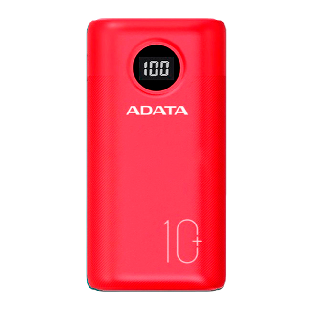 Power Bank Adata P10000QCD Roja, 10000 mAh, Carga rapida, Hasta 3 dispositivos a la vez - AP10000QCD-DGT-CRD